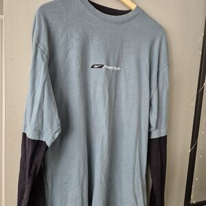 Vintagw Reebok Men's Dual-Tone Blue and Black Long Sleeve Tee